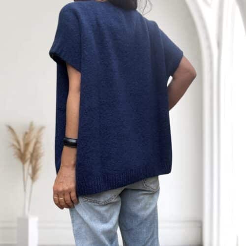Pull oversize en kid mohair marine Noé