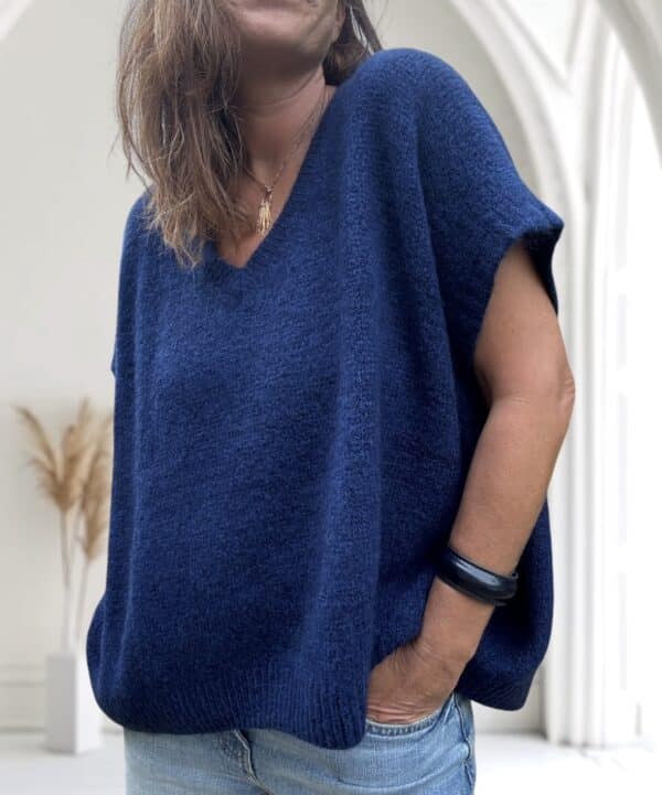 Pull oversize en kid mohair marine Noé – Image 5