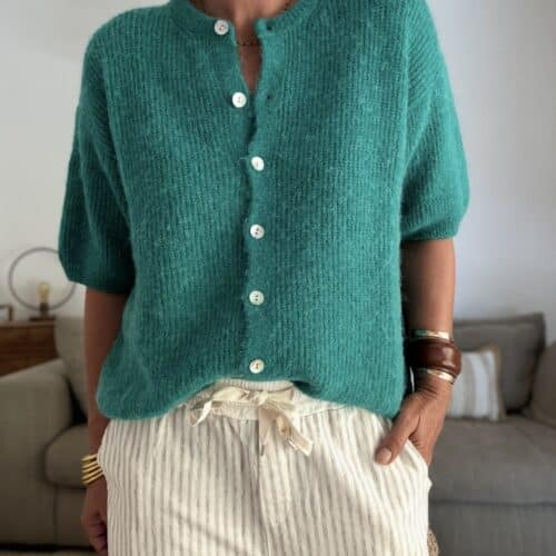 gilet en baby alpaga vert Lory manches courtes