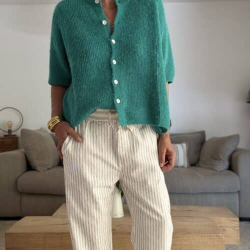 gilet en baby alpaga vert Lory manches courtes