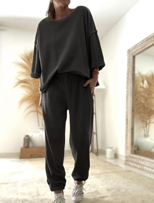 Pantalon noir délavé vintage – Image 3