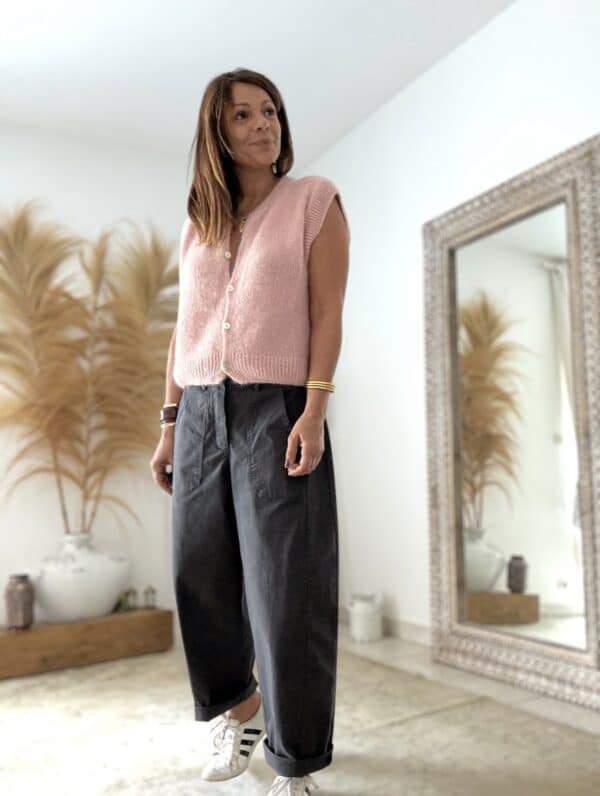 gilet sans manches en mohair vieux rose – Image 3