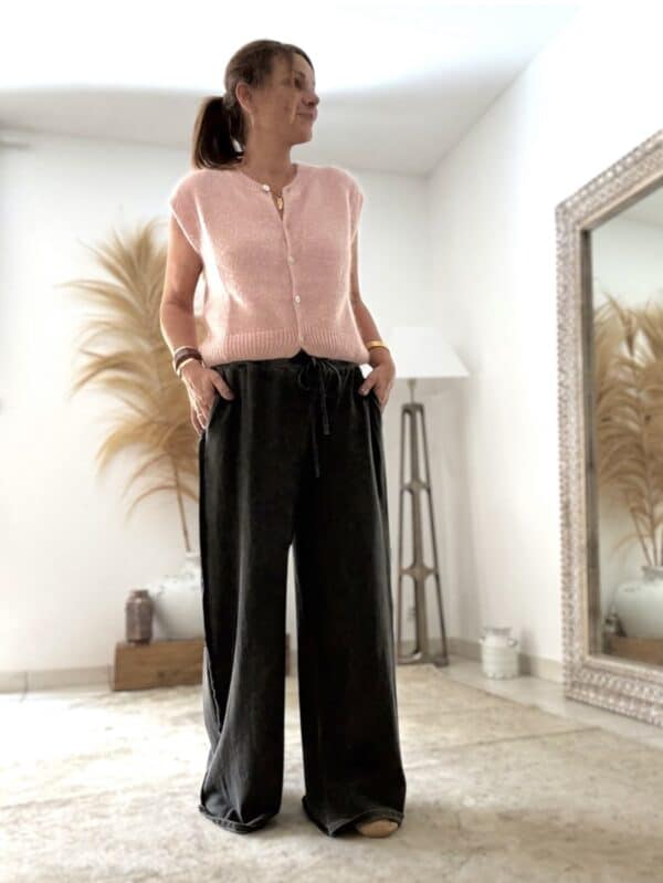 gilet sans manches en mohair vieux rose – Image 2