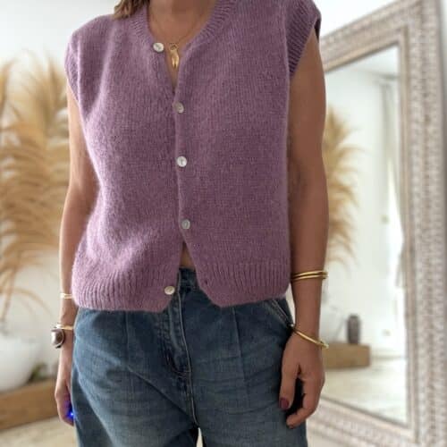 Gilet sans manches lavande en mohair