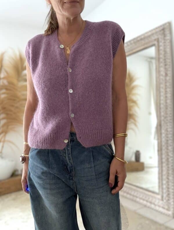 Gilet sans manches lavande en mohair