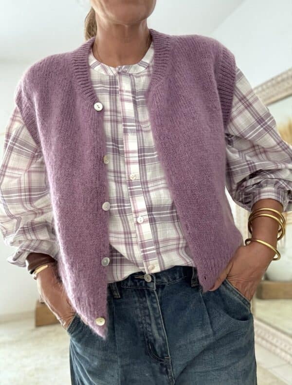 Gilet sans manches lavande en mohair – Image 3