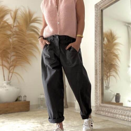 Pantalon barrel gris anthracite