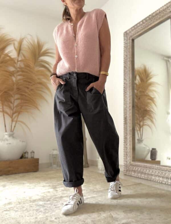 Pantalon barrel gris anthracite