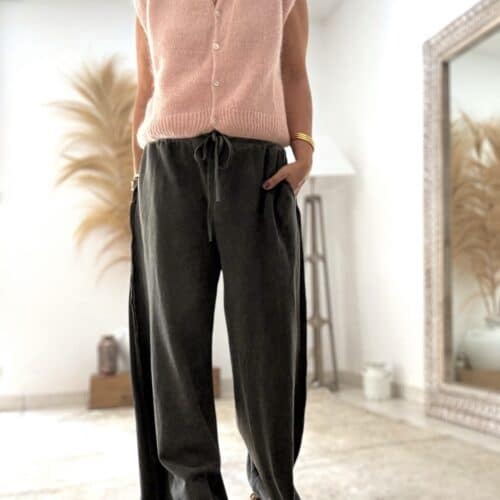 Pantalon ample en coton délavé noir