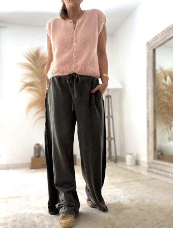 Pantalon ample en coton délavé noir