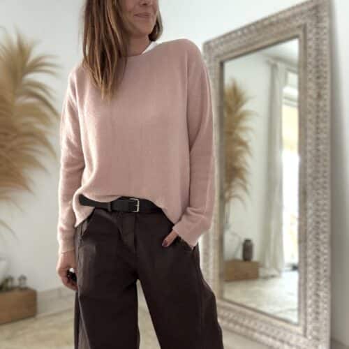 Pull rose antique en baby alpaga