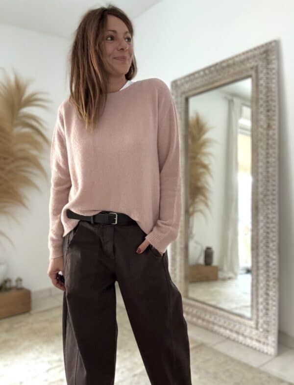Pull rose antique en baby alpaga