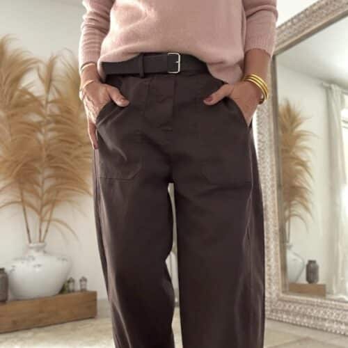 Pantalon barrel chocolat