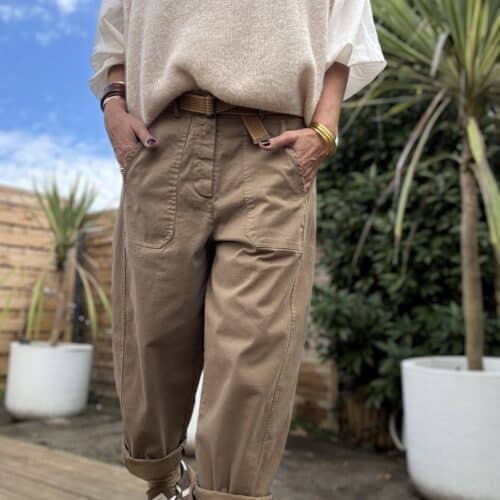Pantalon barrel camel