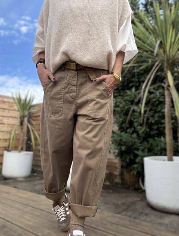 Pantalon barrel camel