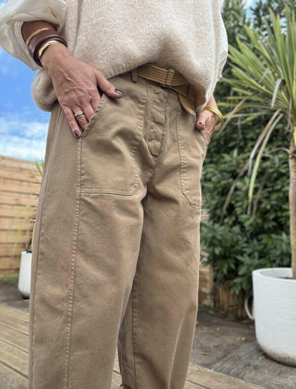 Pantalon barrel camel – Image 3