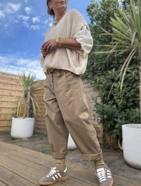 Pantalon barrel camel – Image 4