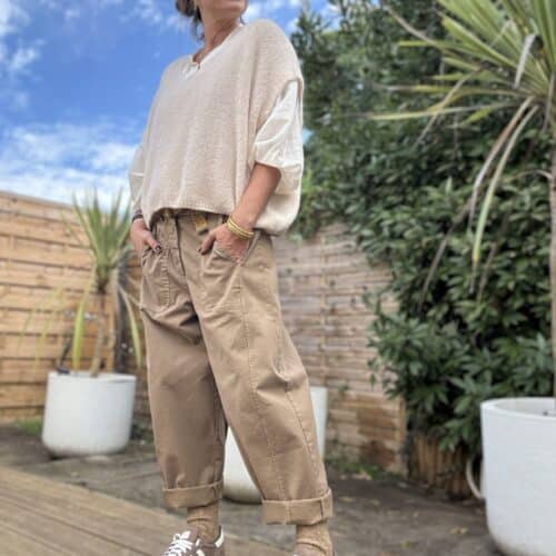 Pantalon barrel camel