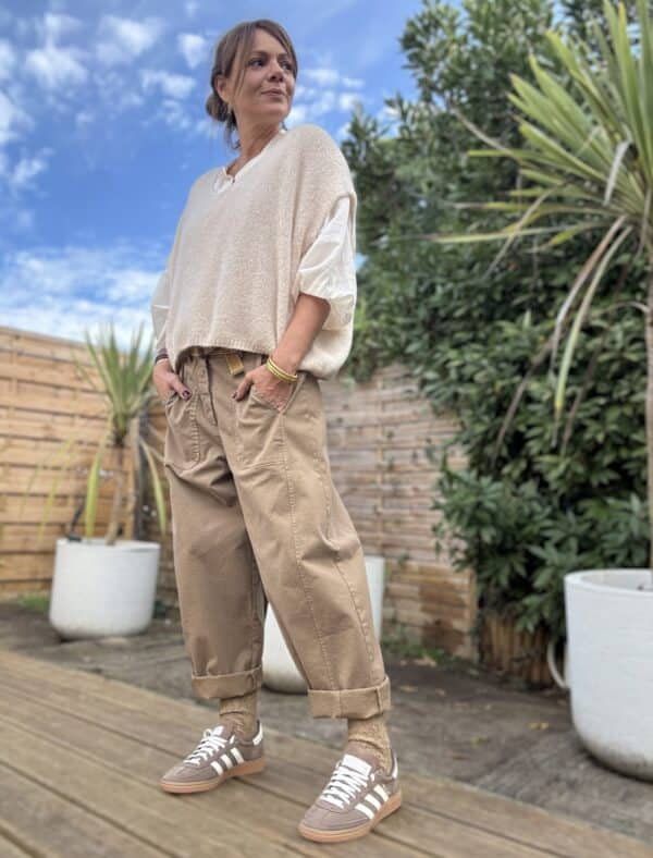 Pantalon barrel camel – Image 2