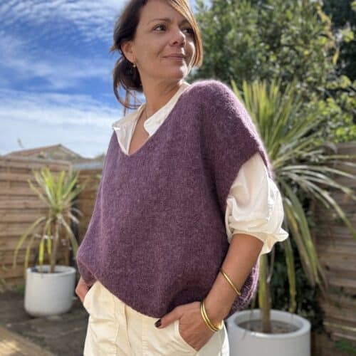 Pull ample en baby alpaga prune