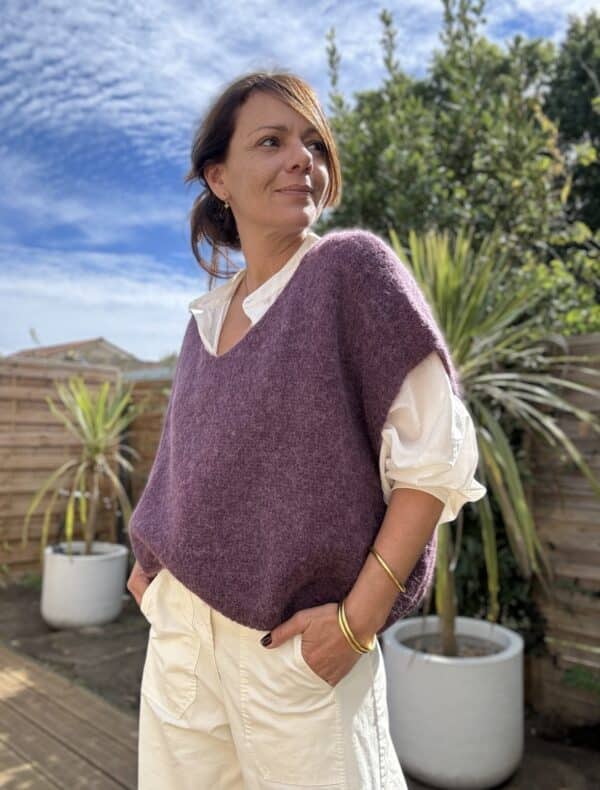 Pull ample en baby alpaga prune – Image 2
