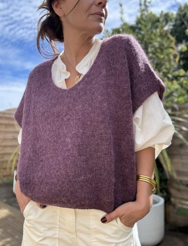 Pull ample en baby alpaga prune – Image 3