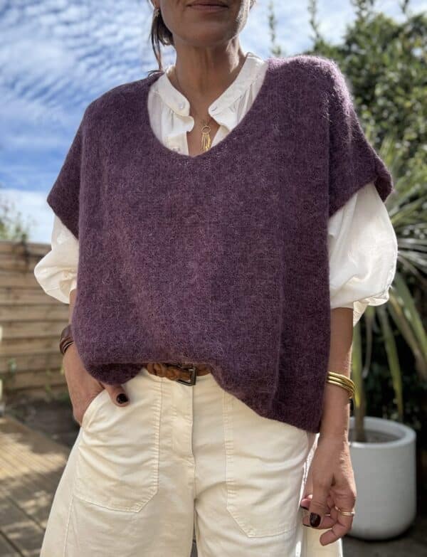 Pull ample en baby alpaga prune – Image 5