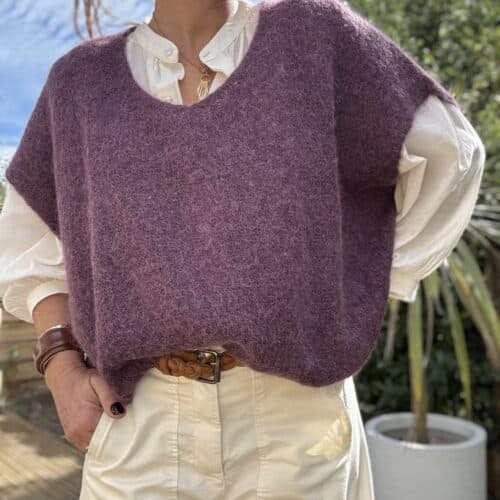 Pull ample en baby alpaga prune