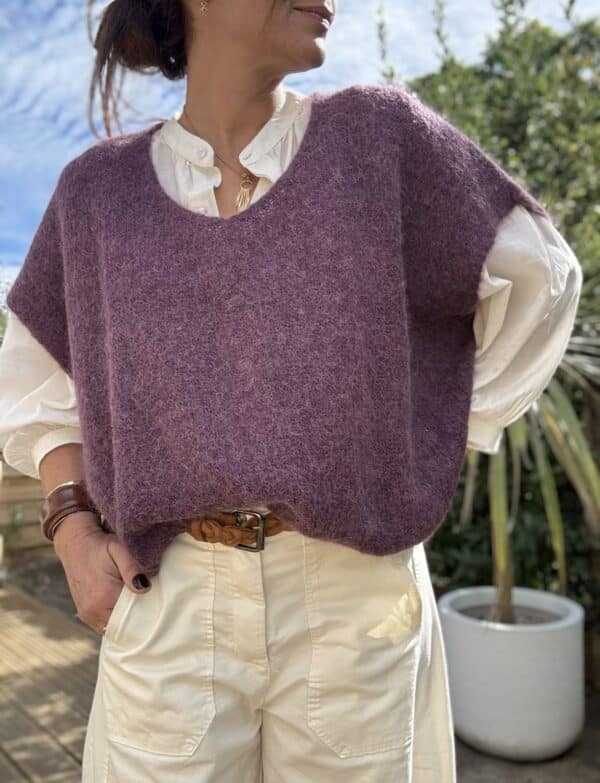 Pull ample en baby alpaga prune