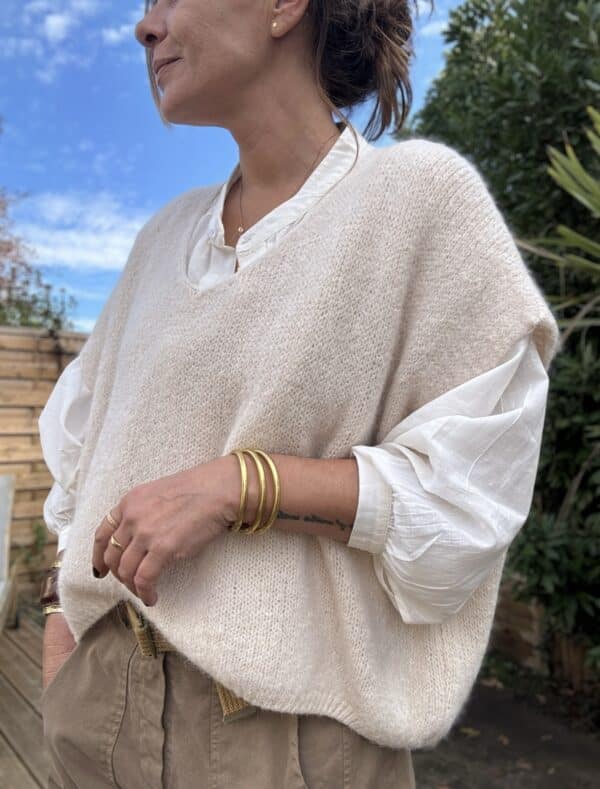Pull ample en baby alpaga beige – Image 2