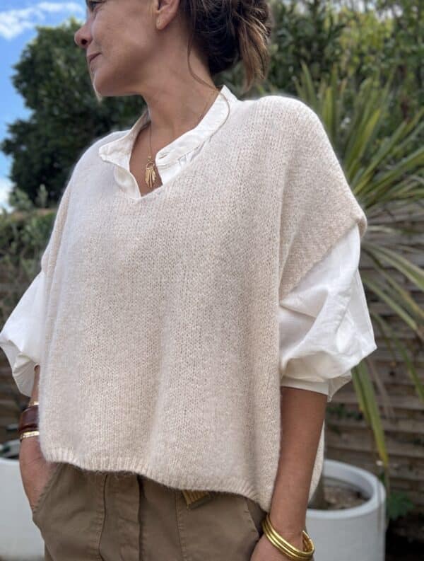 Pull ample en baby alpaga beige – Image 6