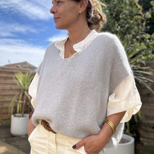 Pull ample en baby alpaga gris perle
