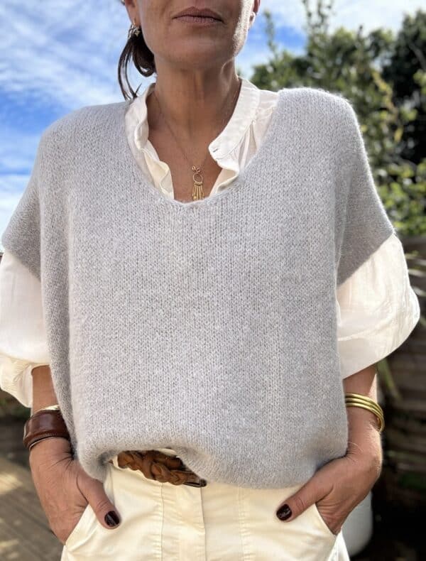 Pull ample en baby alpaga gris perle – Image 2