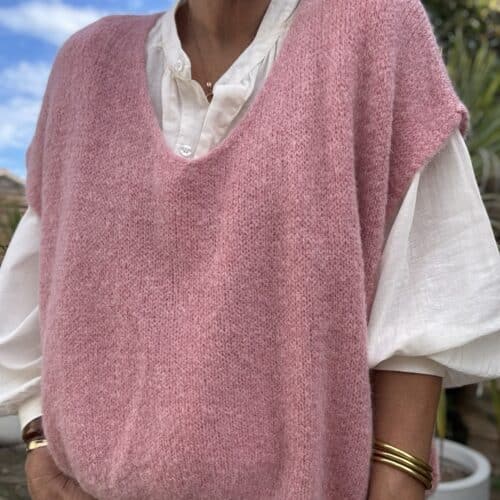 Pull ample en baby alpaga rose