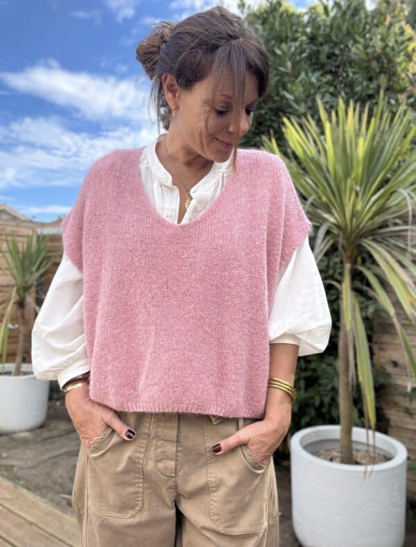 Pull ample en baby alpaga rose – Image 5