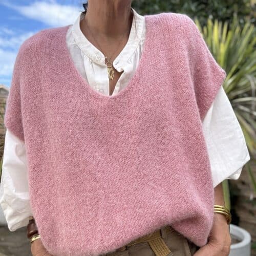 Pull ample en baby alpaga rose