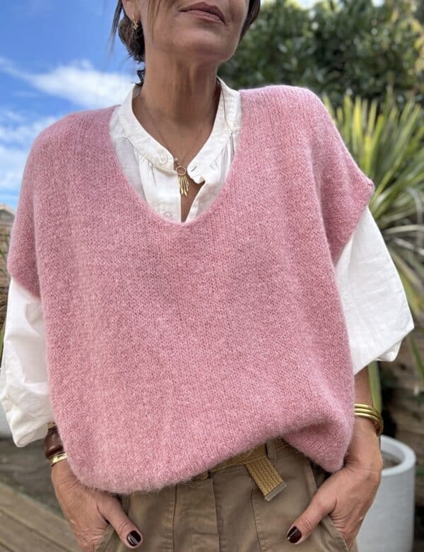 Pull ample en baby alpaga rose