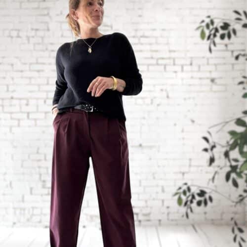 Pantalon à pinces  pourpre Ninou