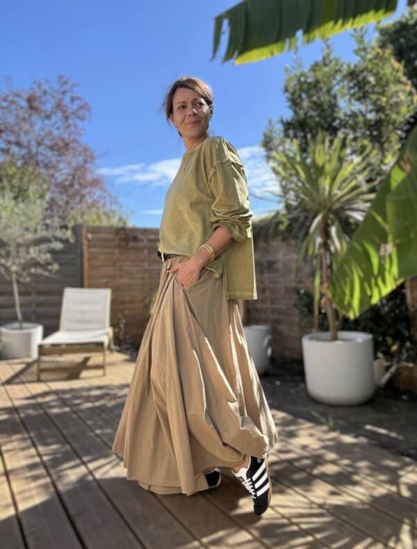 Sweat oversize en coton vert délavé manches longues – Image 10