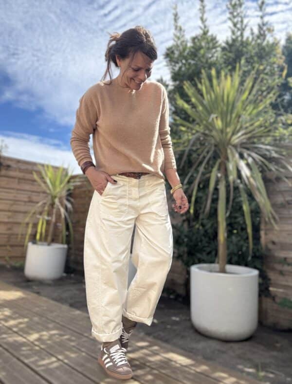 Pantalon barrel écru