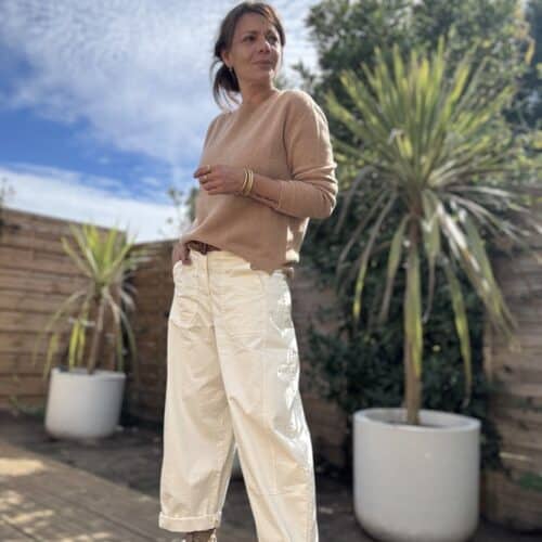 Pantalon barrel écru