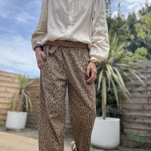 Pantalon léopard camel en coton