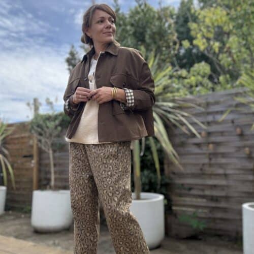 Pantalon léopard camel en coton