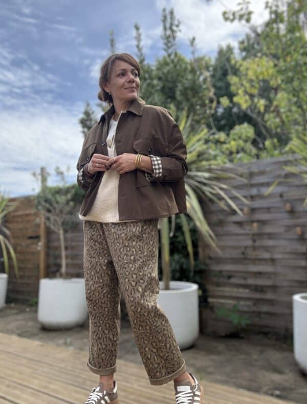 Pantalon léopard camel en coton – Image 2