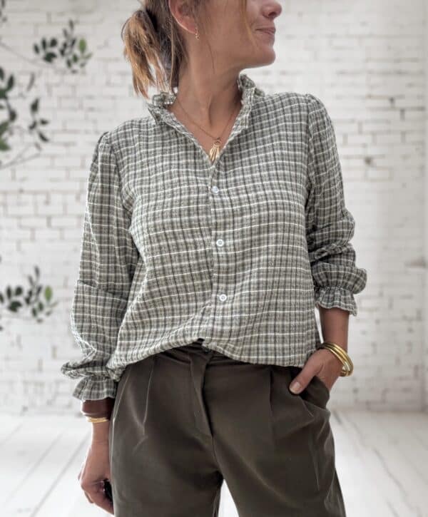 Chemise à carreaux kaki – Image 5