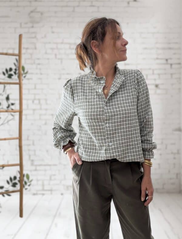 Chemise à carreaux kaki – Image 4
