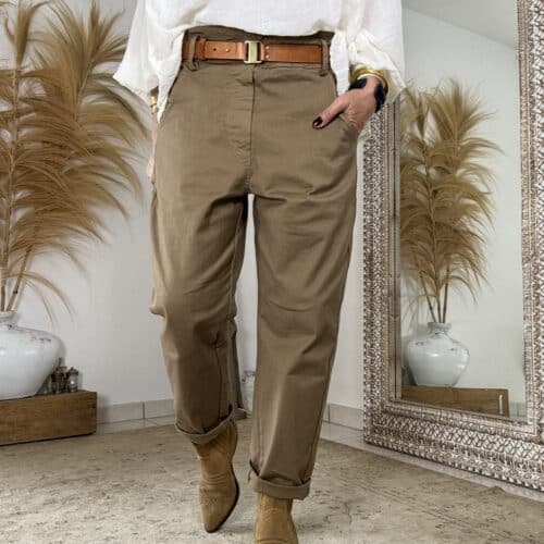 pantalon en coton camel