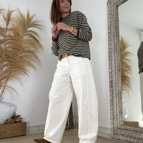 Pantalon barrel écru