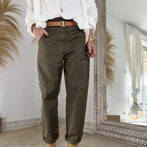 pantalon en coton vert agave