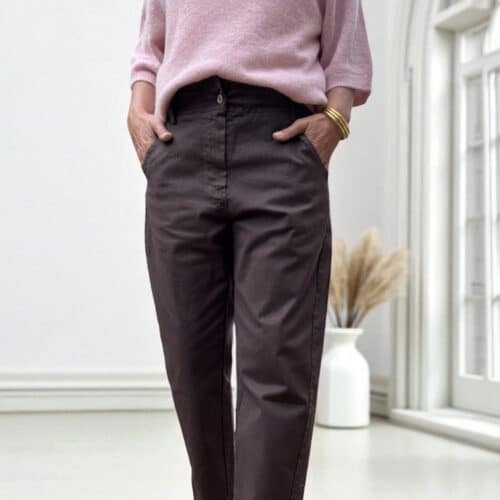 pantalon en coton chocolat foncé